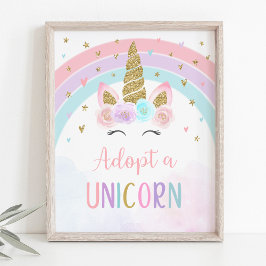 Anta en Unicorn-Födelsedagsfest-signatur Poster