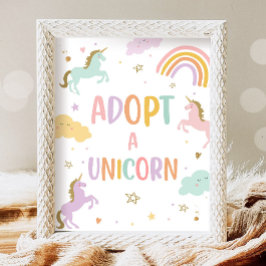 Anta en Unicorn Pastel Rainbow Girl-Födelsedagsfes Poster