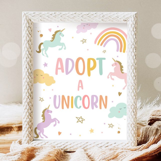 Anta en Unicorn Pastel Rainbow Girl-Födelsedagsfes Poster (Skapare uppladdad)