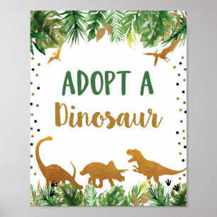 Anta ett Dinosaur Birthday Bord-tecken Poster