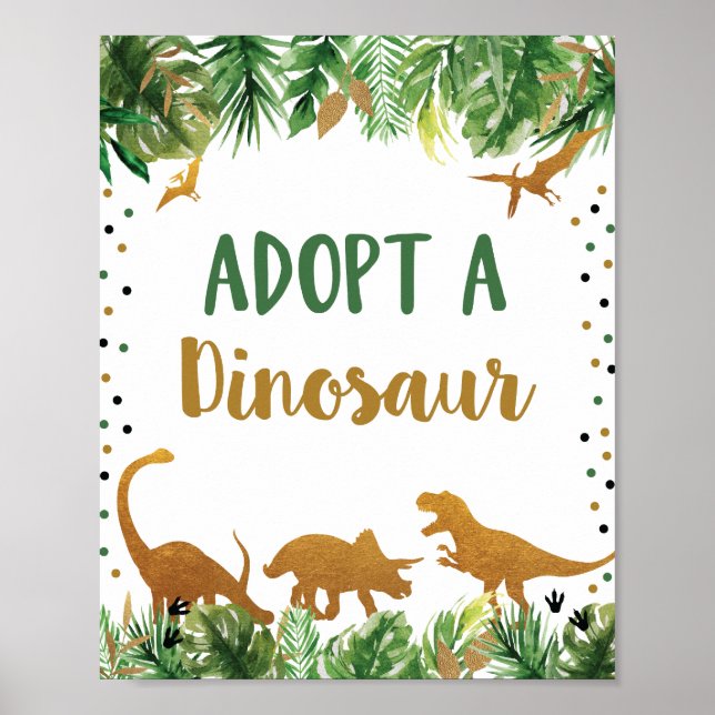 Anta ett Dinosaur Birthday Bord-tecken Poster (Framsidan)