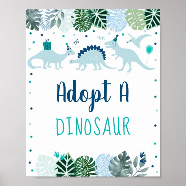 Anta ett Dinosaur Birthday-tecken - signera Dinosa Poster (Framsidan)
