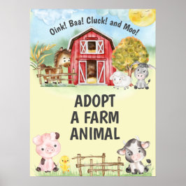 Anta ett tecken på Födelsedagsfest av djur i anima Poster