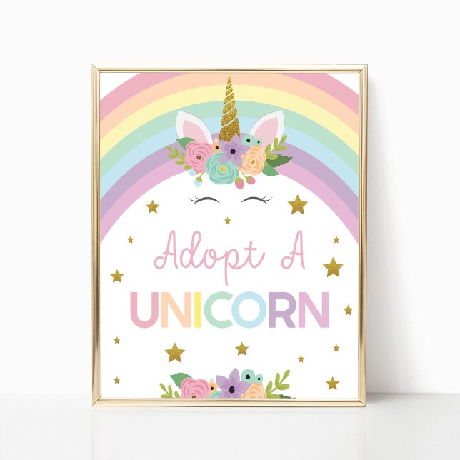 Anta ett Unicorn Rainbows-Födelsedagsfest-tecken Poster (Skapare uppladdad)