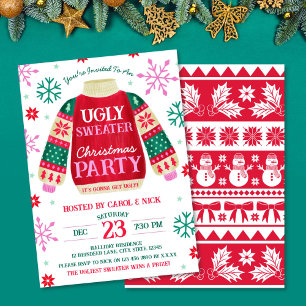 Anta Festive Ugly Sweater Party Red and Grönt Inbjudningar