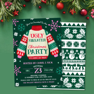 Anta Festive Ugly Sweater Party Red and Grönt Inbjudningar
