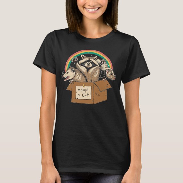 Anta förbjudna katter Racoon Skunk Opossum Rainbow T Shirt (Framsida)