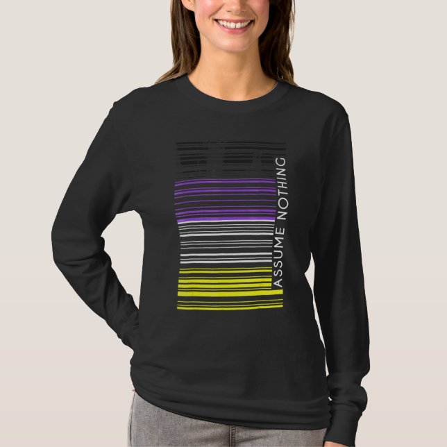 Anta ingenting Icke-binär flagg Streckkod Enby Gen T Shirt (Framsida)