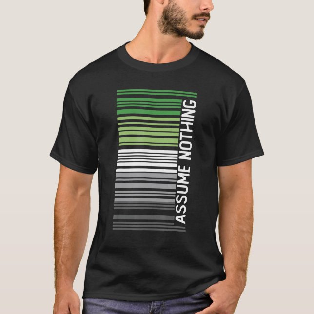 Anta inget Barcode Aromantic Pride Flagga LGBT N T Shirt (Framsida)