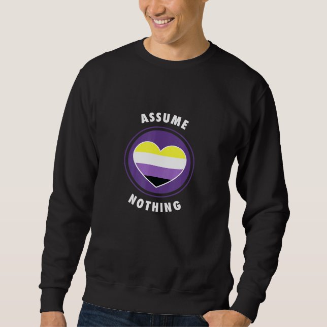 Anta inget icke-binärt Enby-genderqueer non Bina Lång Ärmad Tröja (Framsida)