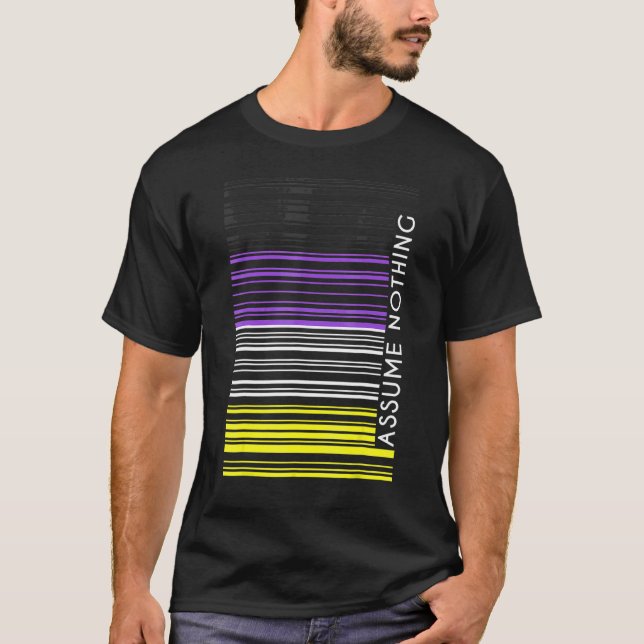 Anta inget icke-binärt Flagga Barcode Enby Genderq T Shirt (Framsida)