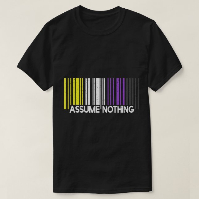 Anta inget icke-binärt Flagga Barcode Enby Genderq T Shirt (Design framsida)