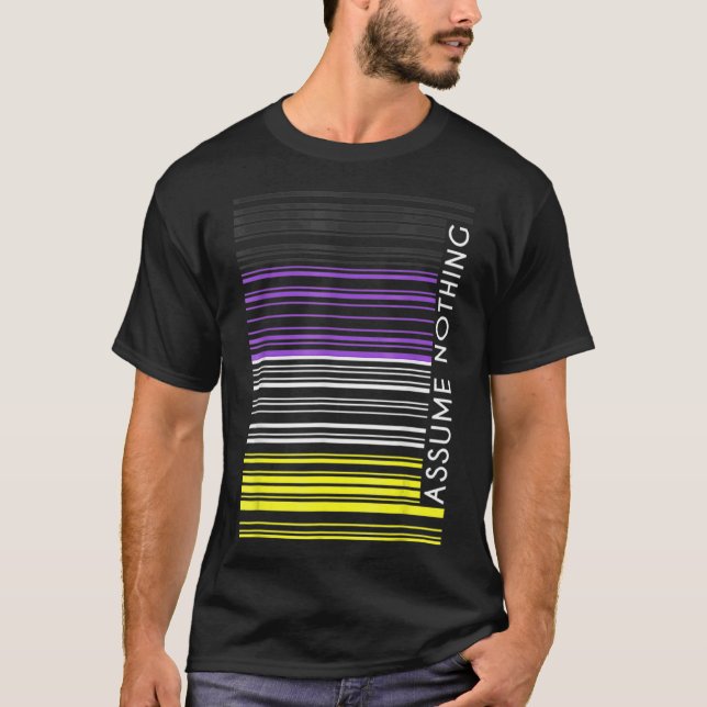 Anta inget icke-binärt Flagga Barcode Enby Genderq T Shirt (Framsida)