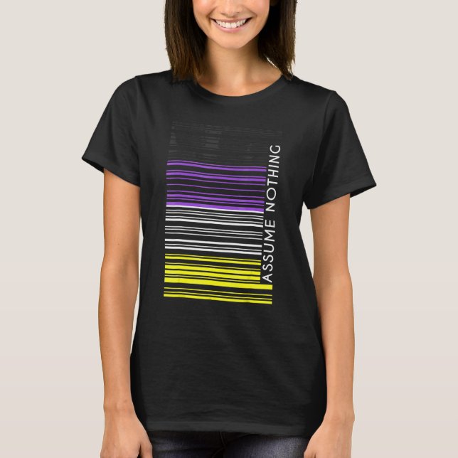 Anta inget icke-binärt Flagga Barcode Enby Genderq T Shirt (Framsida)