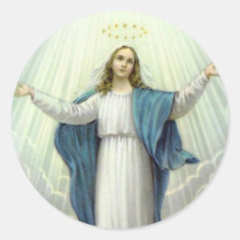 Antagande av Blsed Virgin Mary Runt Klistermärke
