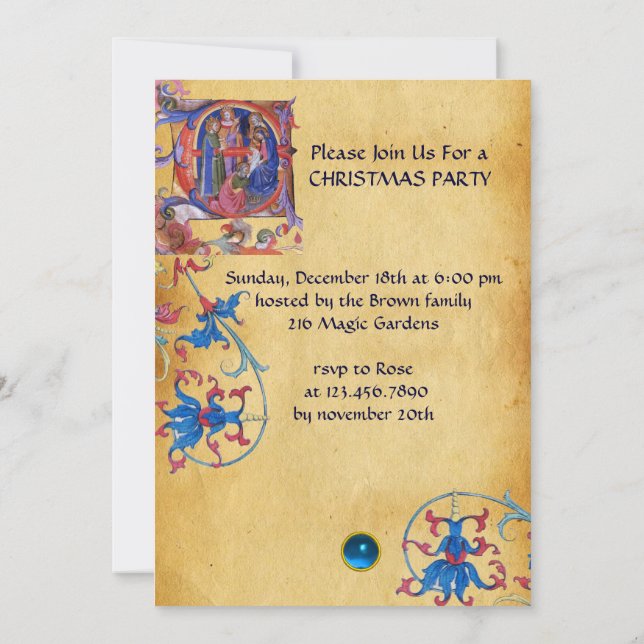 ANTAGANDE AV MAGI BLOMMIGT CHRISTMAS PARCHMENT INBJUDNINGAR (Baksida)