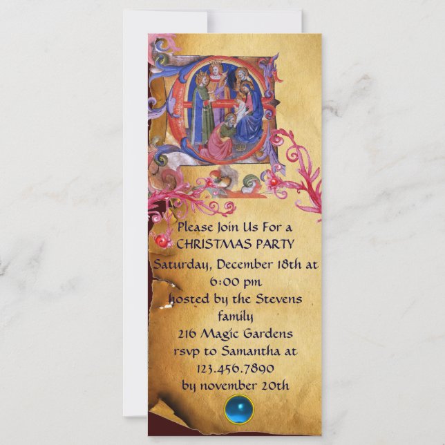 ANTAGANDE AV MAGI CHRISTMAS NATIVITY PARCHMENT INBJUDNINGAR (Baksida)