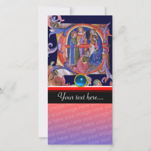 ANTAGANDE AV MAGI CHRISTMAS PARCHMENT Blue Gem Julkort