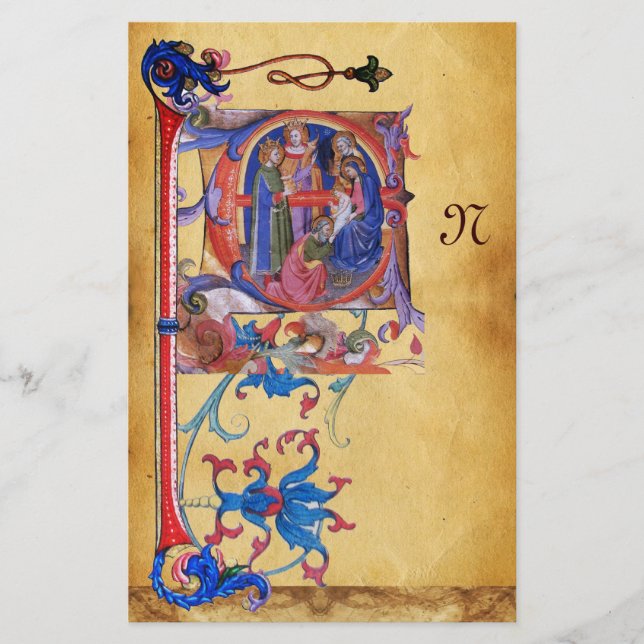 ANTAGANDE AV MAGI CHRISTMAS PARCHMENT MONOGRAM BREVPAPPER (Framsida)