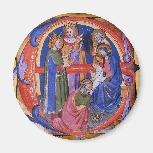 ANTAGANDE AV MAGI NATIVITY CHRISTMAS PARCHMENT MAGNET (Framsidan)