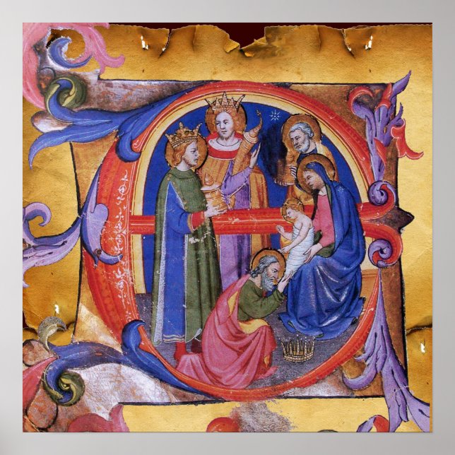 ANTAGANDE AV MAGI NATIVITY PARCHMENT MONOGRAM POSTER (Framsidan)