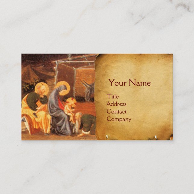 ANTAGANDE AV MAGI NATIVITY PARCHMENT VISITKORT (Framsida)