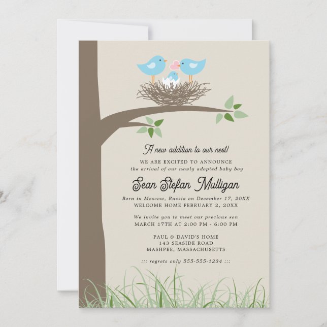 Antagningsmeddelande om Baby Birds bo Inbjudningar (Framsida)