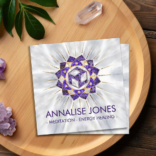 Antahkarana in Lotus Mandala- Amethyst and Pearl Fyrkantigt Visitkort