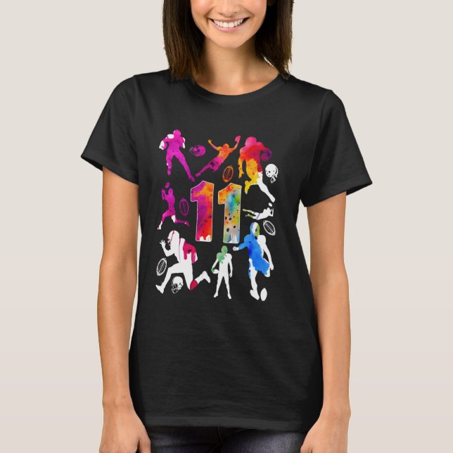 ANTAL 11 ÅR FOOTBALL 11:E FÖDELSEDAGEN T SHIRT (Framsida)