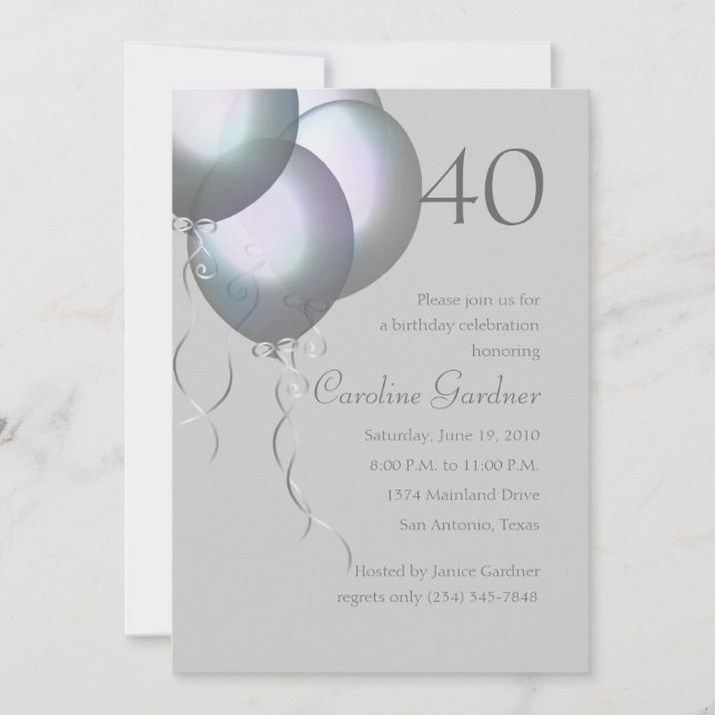 Antal Aurora-bubblor för födelsedagar i Silver Inbjudningar (Framsida)