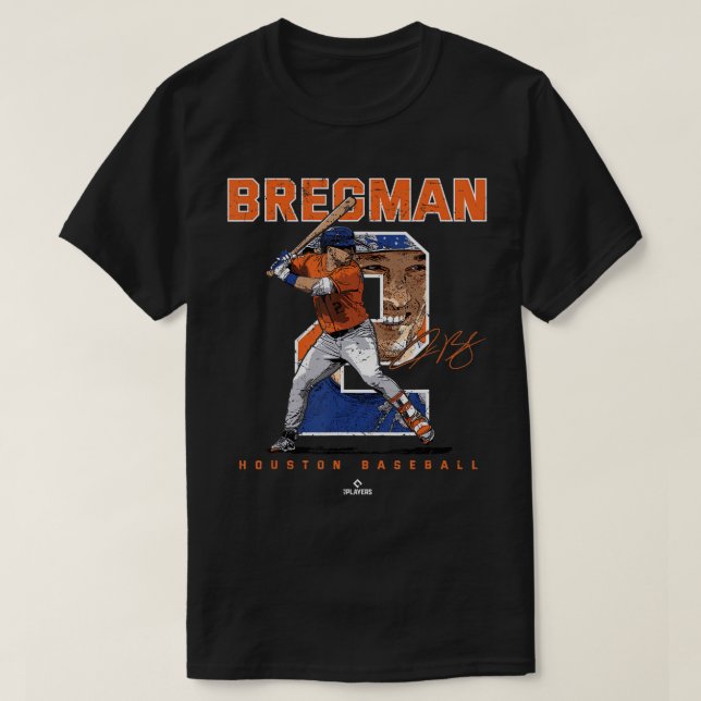 Antal och Porträtt Alex Bregman Houston MLBPA T-S T Shirt (Design framsida)