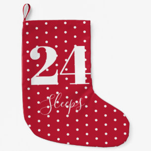 Antal steg till julklapp - kalenderrött liten julstrumpa