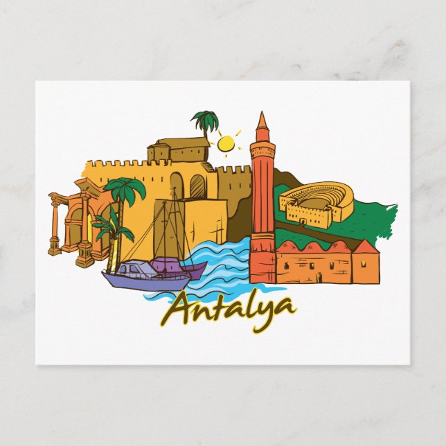 Antalya, Berömd City i Turkiet Vykort (Framsida)