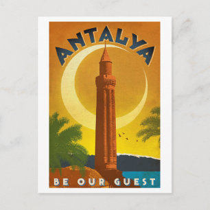 Antalya sommar, Turkiet, Medelhavet, vintage Vykort