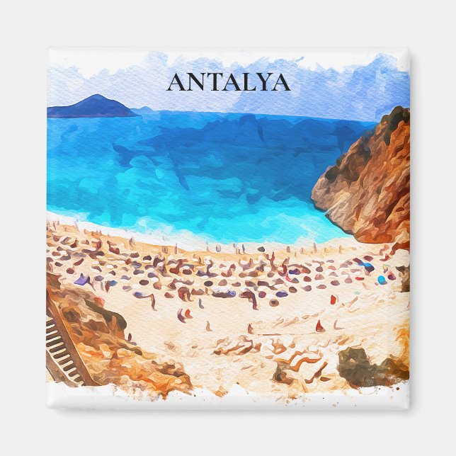 Antalya Turkey Beach Vacation Magnet (Framsidan)