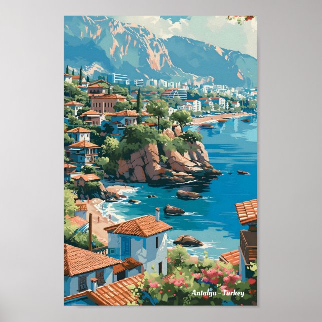 Antalya Turkey Travel Poster (Framsidan)
