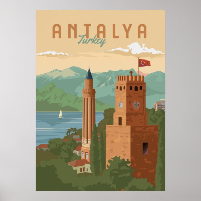 Antalya Turkey Travel Poster (Framsidan)