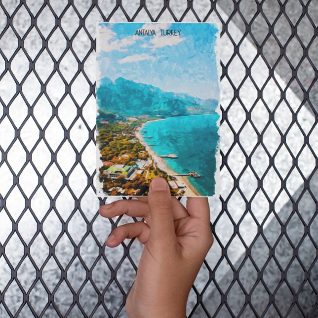 Antalya Turkey Watercolor Illustration Vykort (stylish antalya turkey postcard)