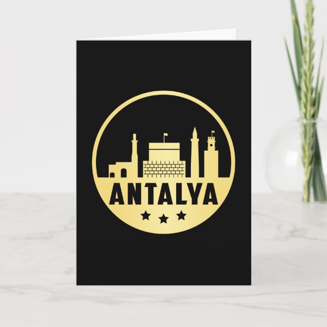Antalya Turkiet Stad Siluett Roligt Present Kort (Framsida)