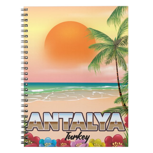 Antalya Turkiet strand reseinformation affisch Anteckningsbok (Framsidan)