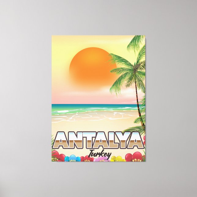 Antalya Turkiet strand reseinformation affisch Canvastryck (Framsida)