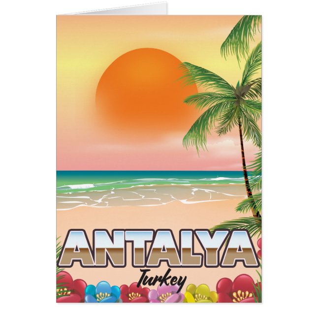Antalya Turkiet strand reseinformation affisch Hälsningskort (Framsidan)