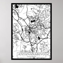 Antananarivo Madagaskar Stadskarta Poster