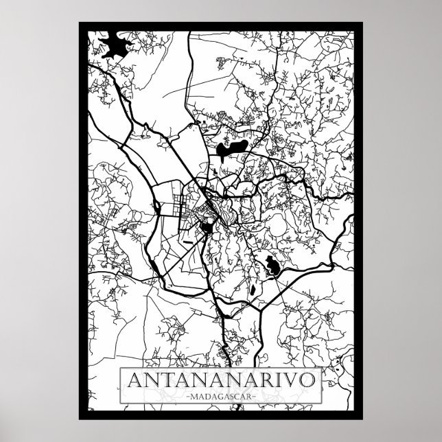 Antananarivo Madagaskar Stadskarta Poster (Framsidan)