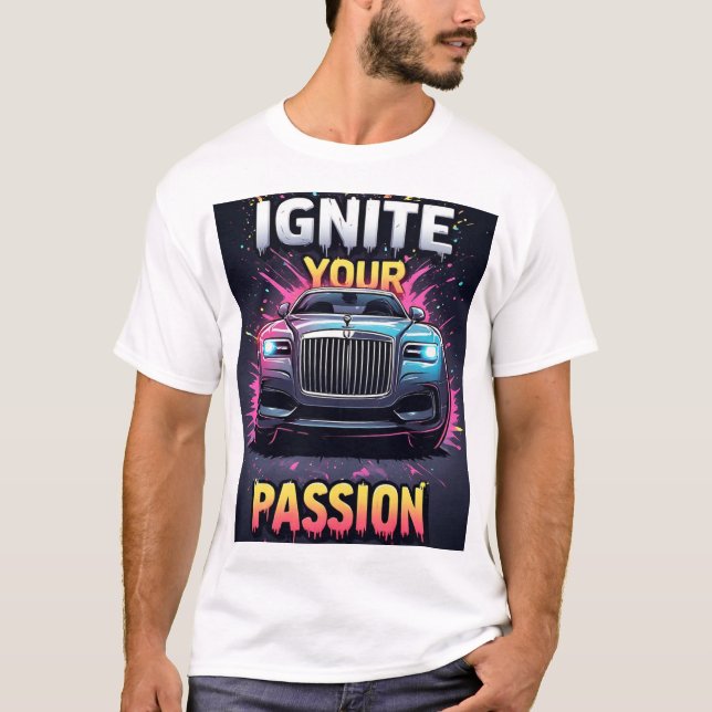 🔥 Antänd passion Lyxig bil Färg Splash Grafik  T Shirt (Framsida)