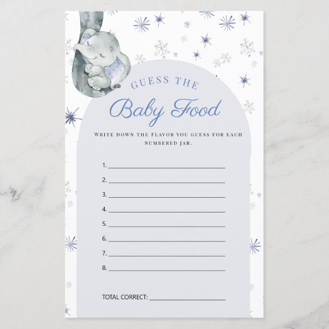 Antar att Baby föda, elphant Blue Baby Shower-spel (Framsida)