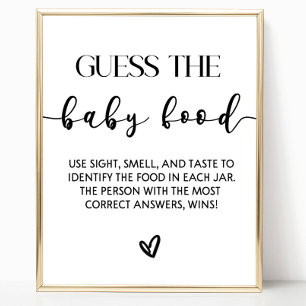 Antar att Baby Food Baby Shower-spelskylt Poster