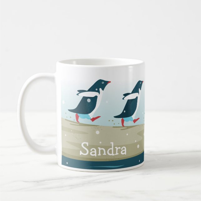 Antarctic Beach with Adelie Penguins Kaffemugg (Vänster)
