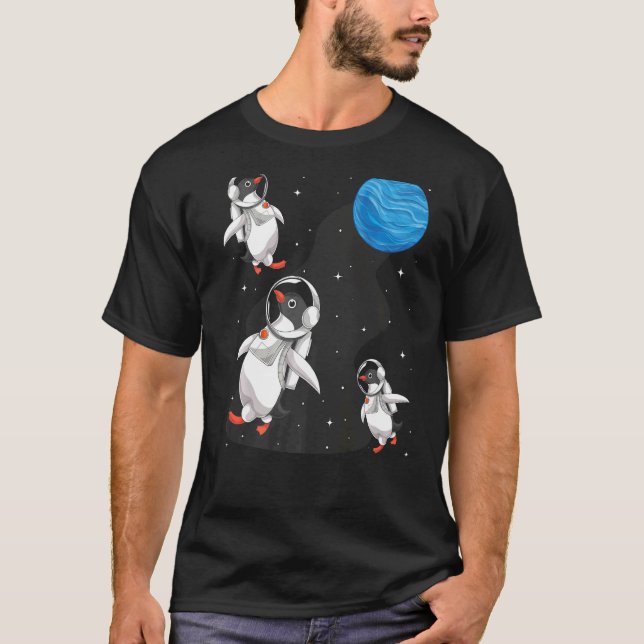 Antarctica Animal Space Travel Astronomy Penguin A T Shirt (Framsida)