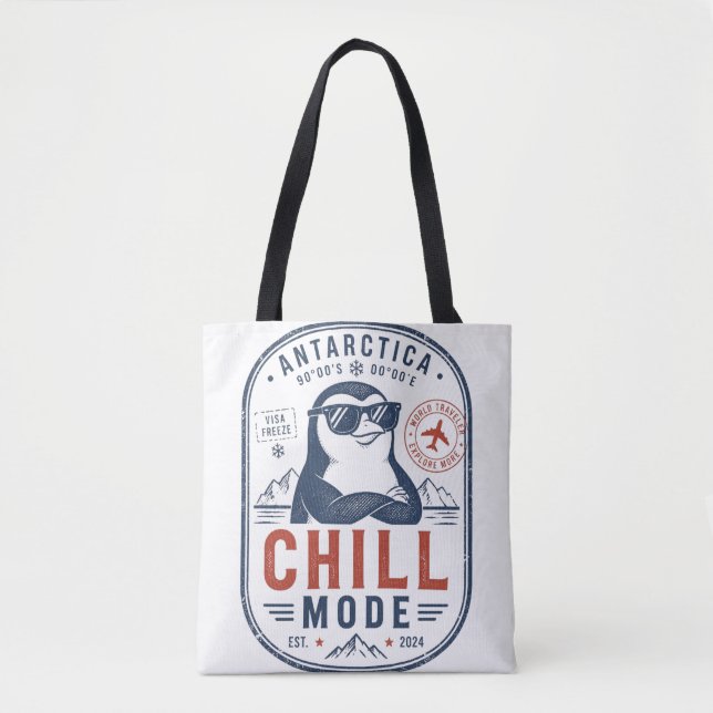 Antarctica Chill Mode Rolig Pingvin Totebag Tygkasse (Framsida)